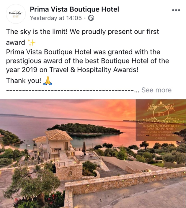 Prima Vista Hotel Award